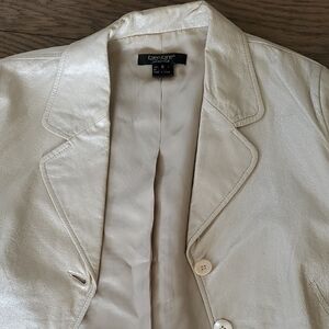 Karen Kane Leather Women's Shimmering Cream Blazer